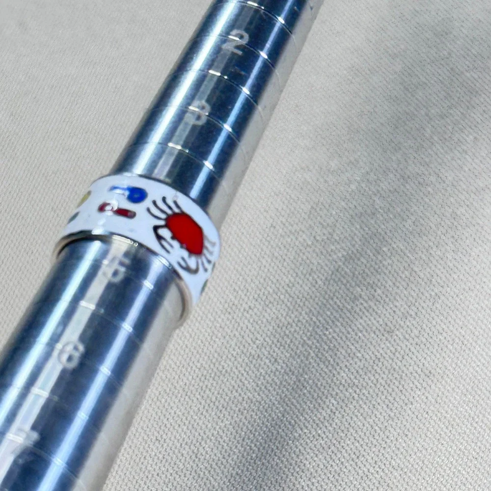 Sterling‎ Silver 925 Enamel Crab Tribal Folk Art Design Ring Thailand Size 4.25